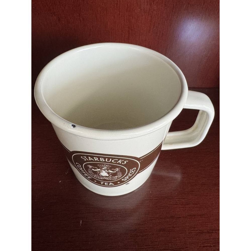 Starbucks Enamel Mug 2016 Vintage Brown Logo Coffee Tea Spices - Picture 2 of 6